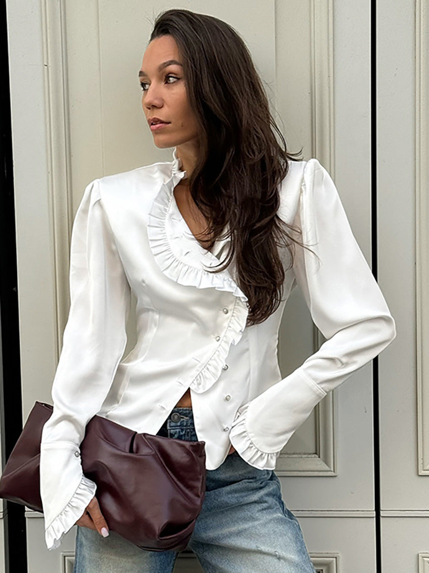 Ruffled Victorian Style Fitted Blouse image 5