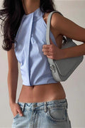 Jacquard Halter Backless Striped Tank Top image 1