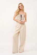 Joelle Linen Trousers detail view styled for Avrienne