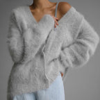 V-Neck Mink Wool Knit Cardigan image 3