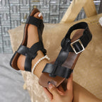 Leona Flat Sandals detail view styled for Avrienne