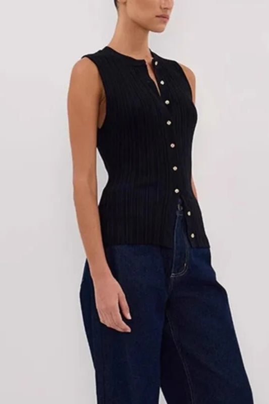 Solid Ribbed Sleeveless Cardigan image 4