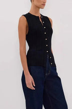 Solid Ribbed Sleeveless Cardigan image 4