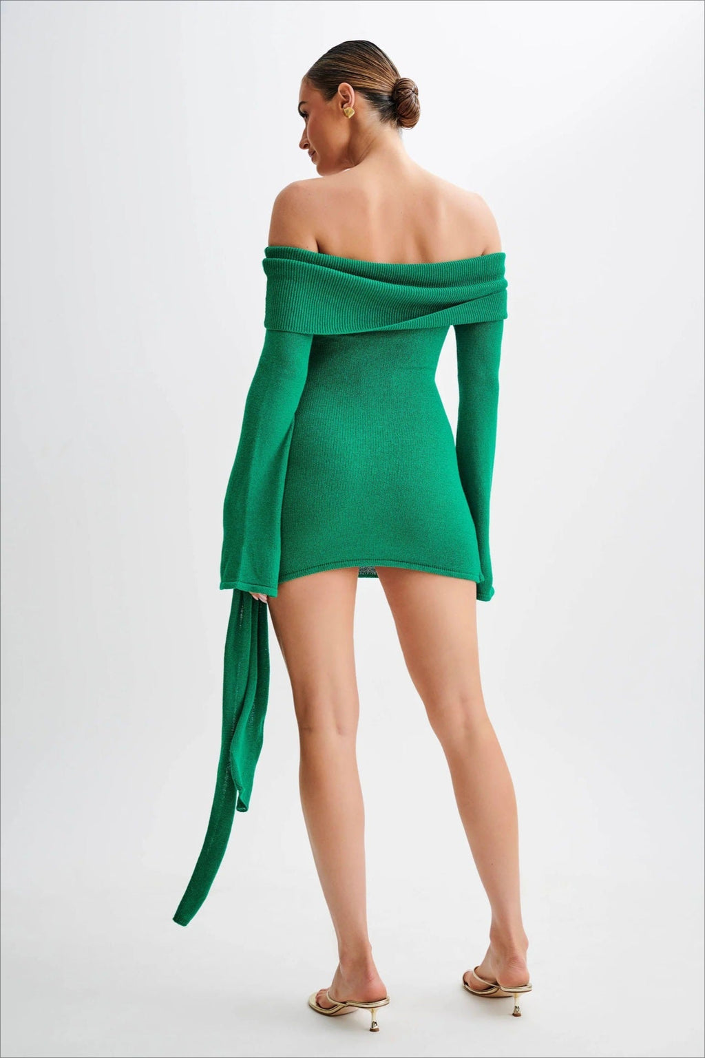 Off Shoulder Tie Knit Sweater Dress image 16