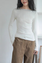 Semi-Sheer Unique Fitted Knit Top image 9