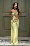 Printed Strapless Cut Out Bodycon Maxi Dress image 1