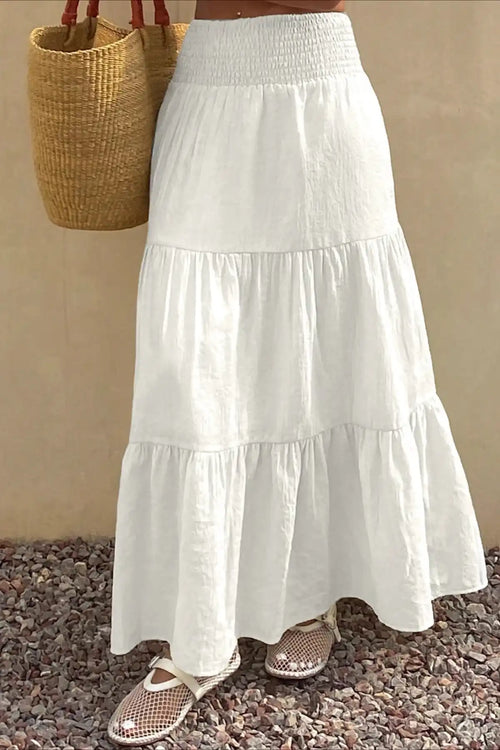 Chic Solid Asymmetric Drape Midi Skirt image 2
