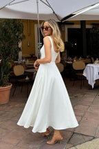 Solid Square Neck Sleeveless Cocktail Dress image 4
