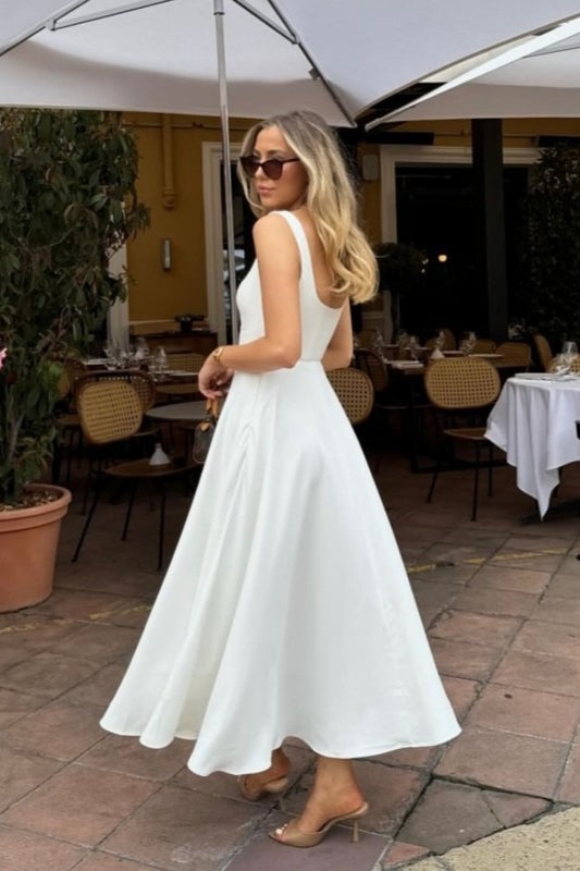 Solid Square Neck Sleeveless Cocktail Dress image 4