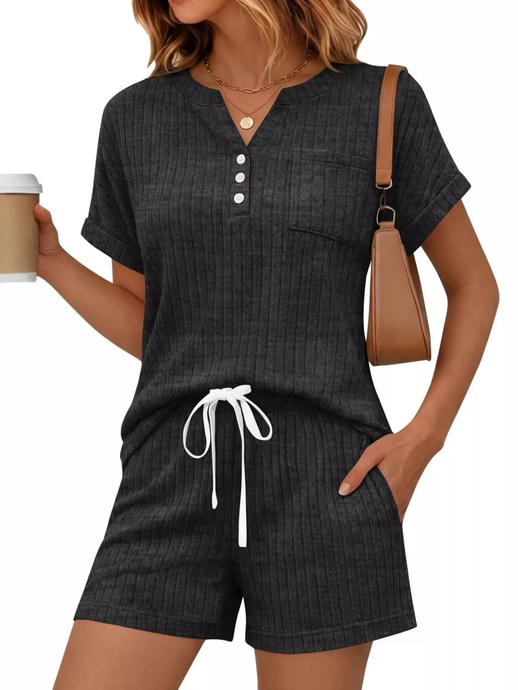 Bettina Short Set detail view styled for Avrienne