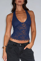 Hollow Lace Slim Sexy Halter Top image 8