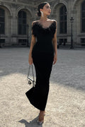 Strapless V-Neck Feathered Mermaid Party Dress image 1