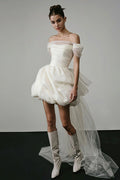 Off Shoulder Minimalist Satin Bud Reception Dress image 1