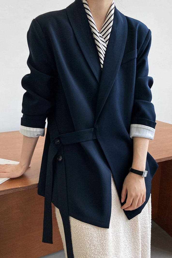 Fashionable Draped Apple Collar Blazer image 2