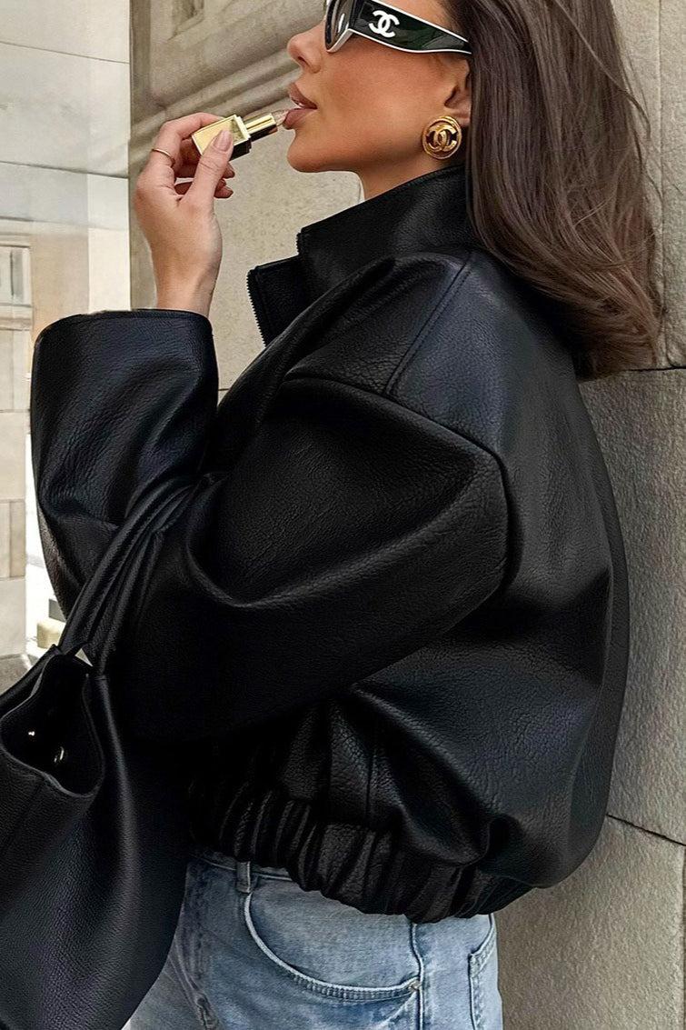 Elegant Black PU Leather Jacket image 3