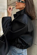Elegant Black PU Leather Jacket image 3