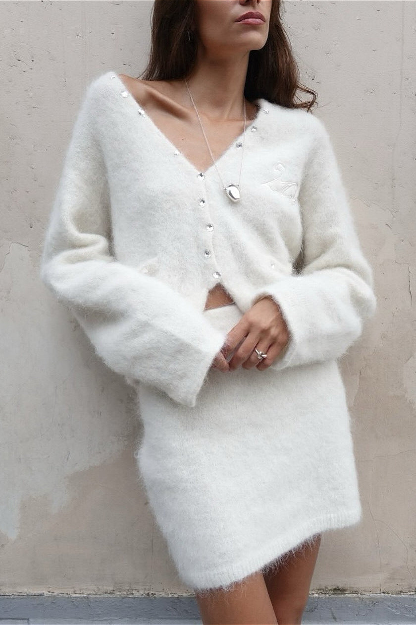 Elegant Ribbed Knit Two Piece Skirt Set image 1