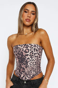 Strapless Leopard Lace Up Crop Top image 1