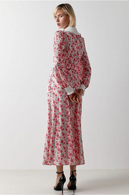 Collar Waist Cinched Stylish Floral Dress image 10