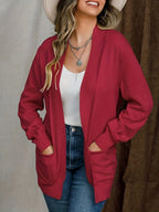 Anya Open Cardigan detail view styled for Avrienne