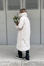 Long Stand Collar Relaxed Quilted Puffer Jacket image 14