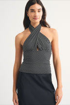 Polka Dot Multiway Tie Mesh Halter Top image 15