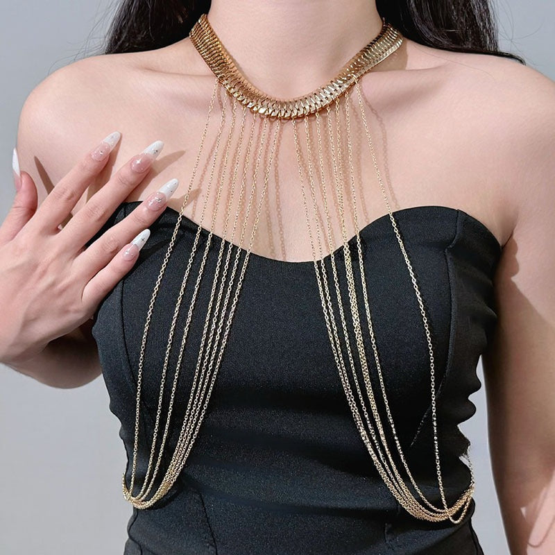 Sleek Gold Tassel Sexy Body Chain image 2