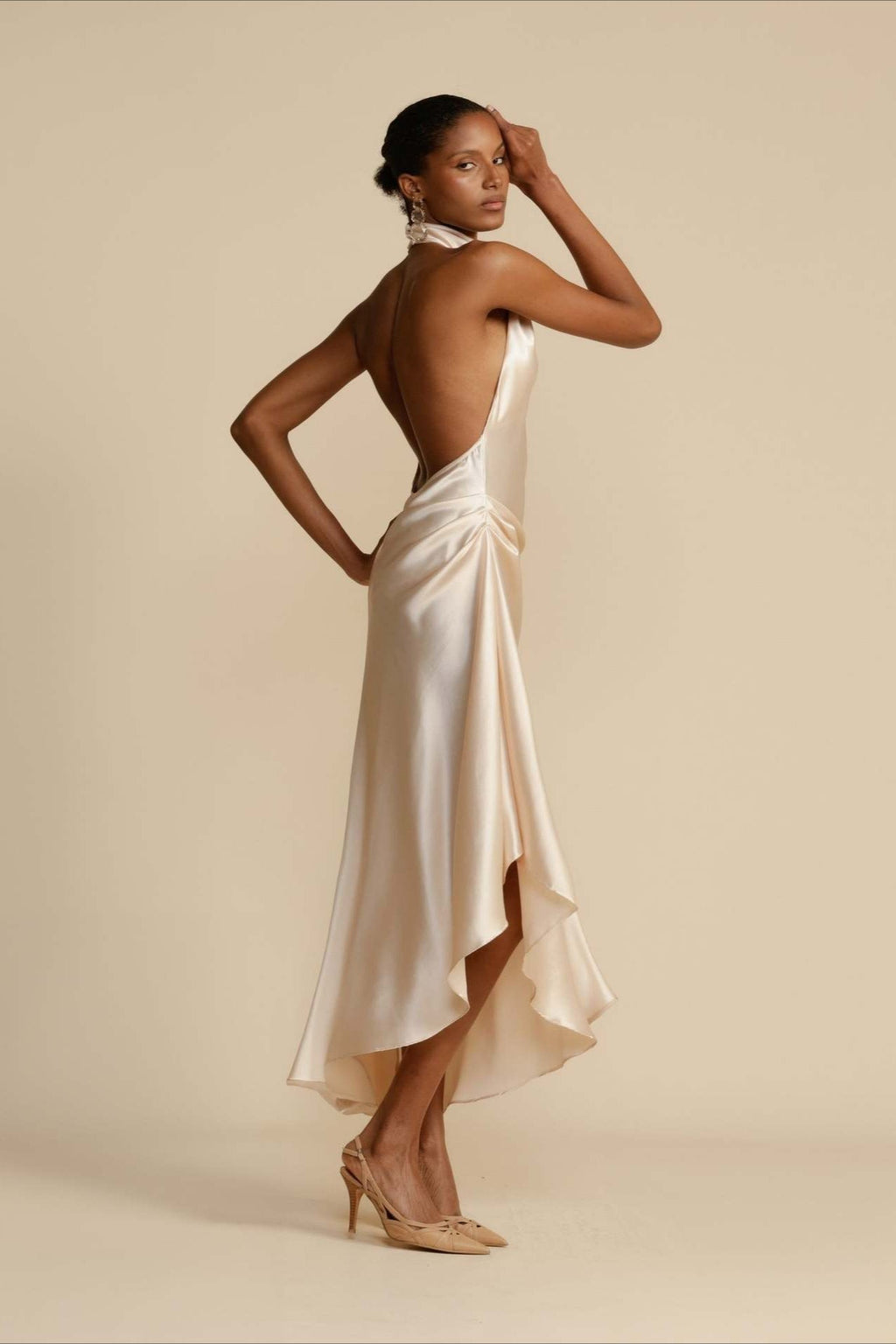 Elegant Satin Slit Backless Party Dress image 3