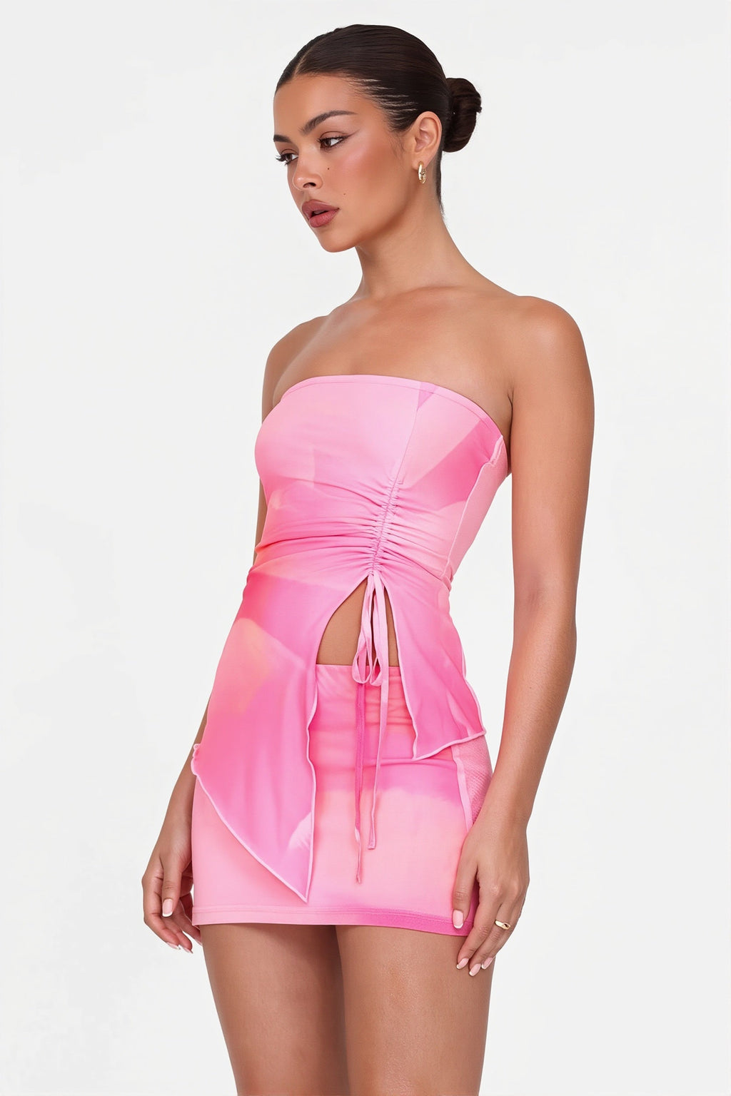 Sexy Strapless Backless Shirred Crop Top Skirt Sets image 2