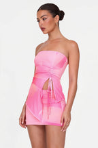 Sexy Strapless Backless Shirred Crop Top Skirt Sets image 2