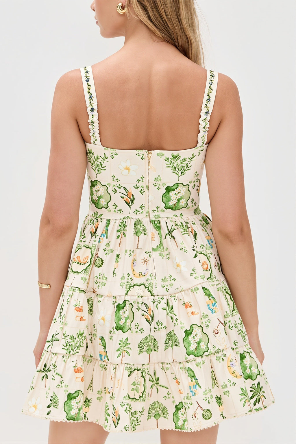 Cami Plant Print Mini Boho Dress image 3