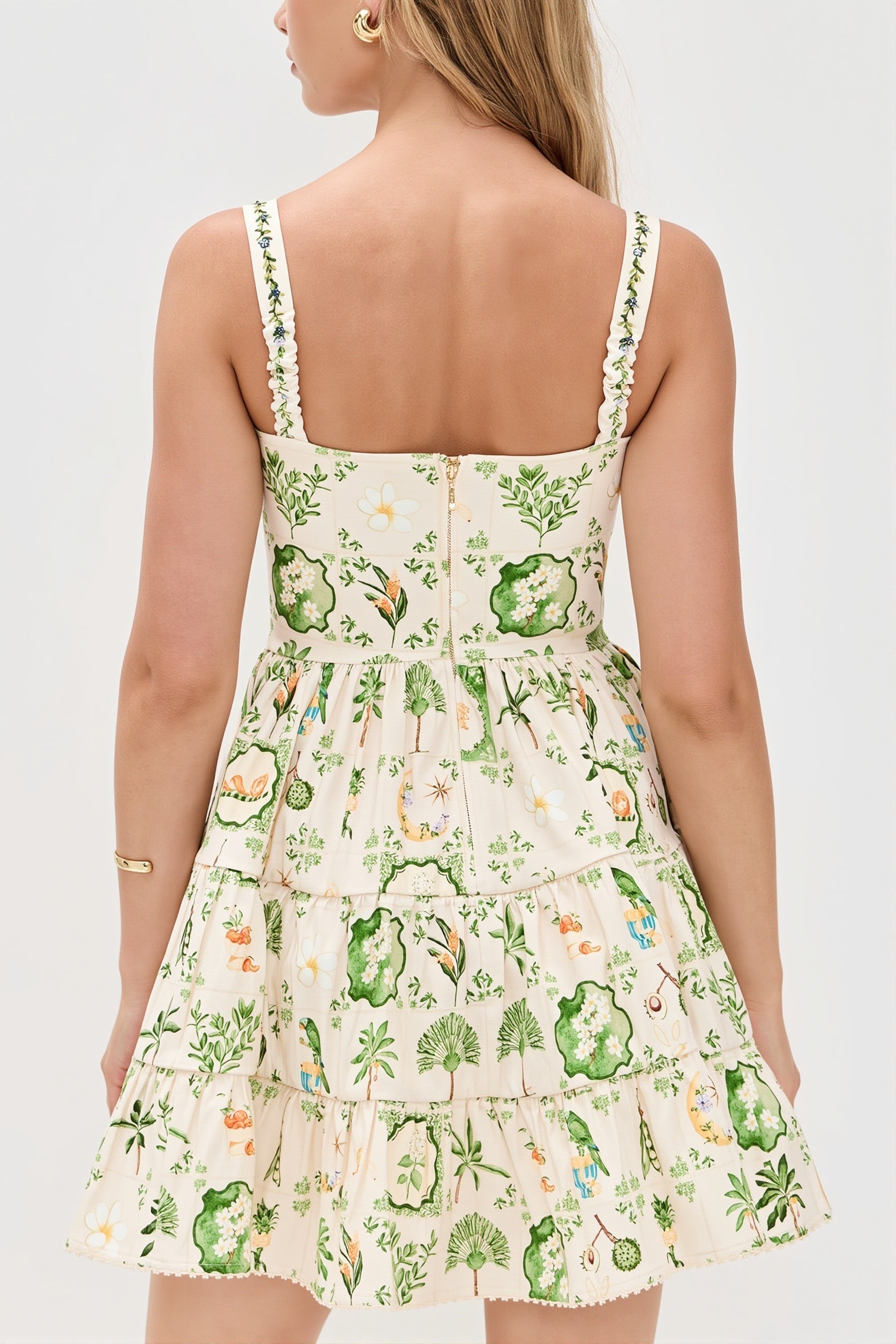 Cami Plant Print Mini Boho Dress image 3