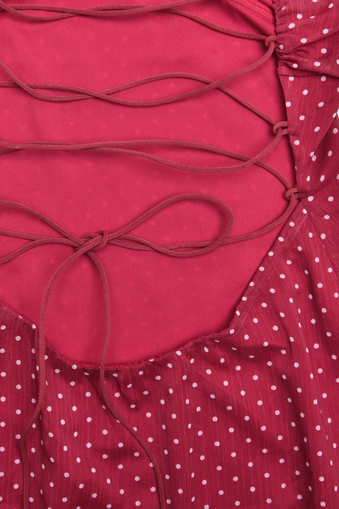 Sexy Chiffon Polka Dot Backless Tie Mini Dress image 5
