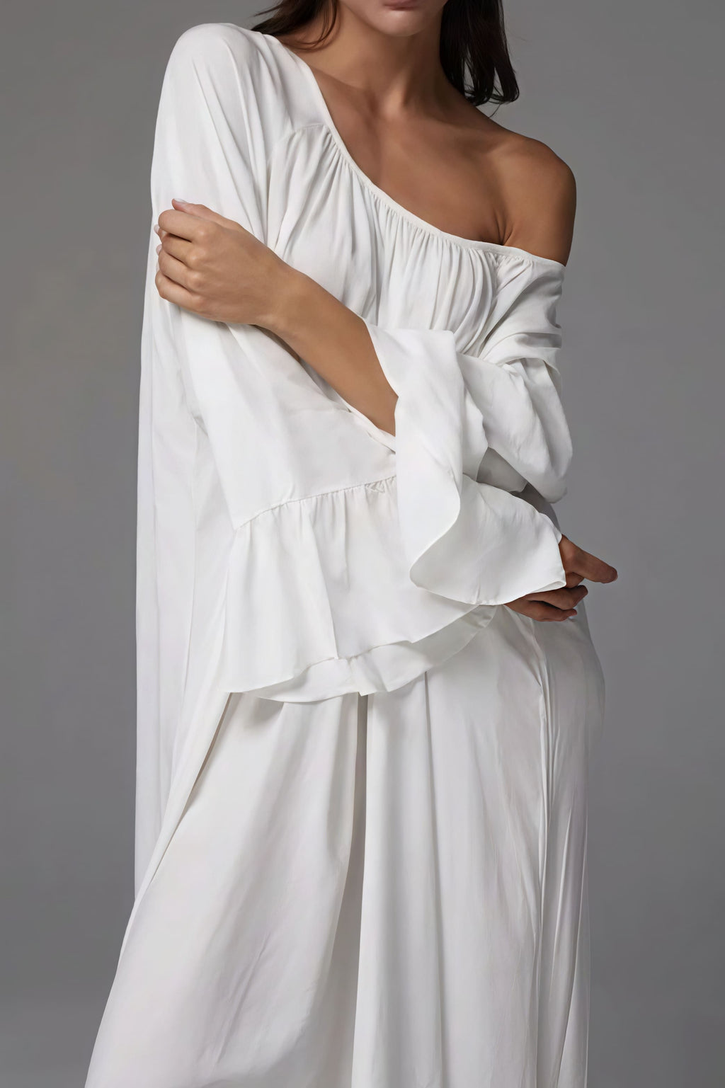 Solid Loose Slouchy Flared Hem Maxi Dress image 6