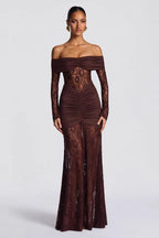 Elegant Lace Off Shoulder Long Sleeve Formal Dress image 4