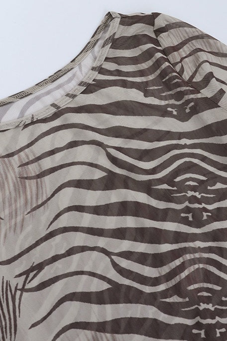 Sexy Mesh Zebra Print Sheer Blouse image 5
