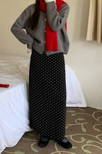 High Waist Polka Dot Back Slit Skirt image 6