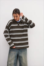 Relaxed Collared Striped Long Sleeve Blouse image 5