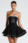 Contrast Bustier Lace-up Back Cocktail Dress image 1