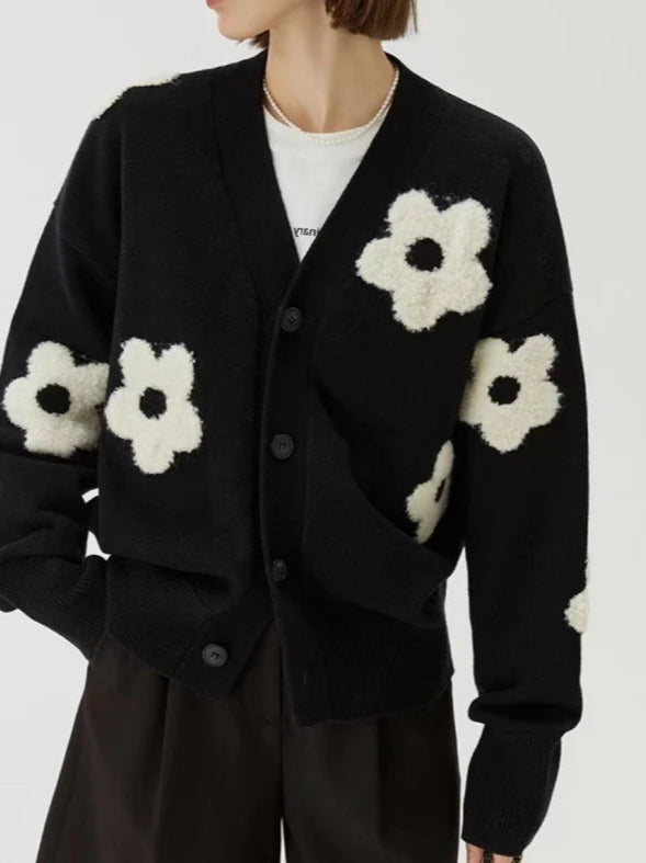 Jacquard Knit V-Neck Cardigan image 2