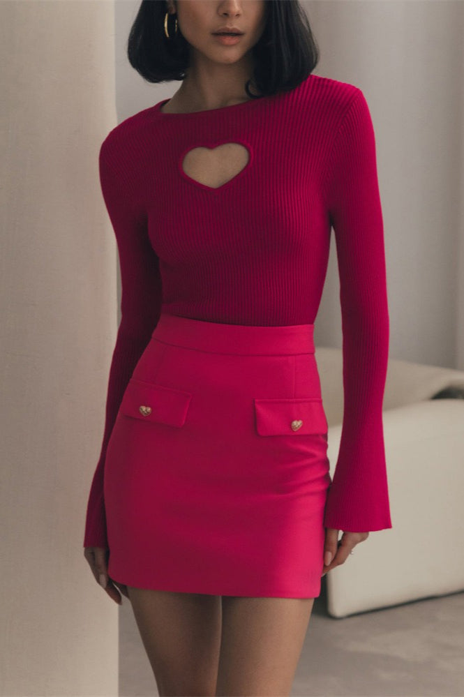 Heart Cutout Slim Fit Knit Sweater image 12
