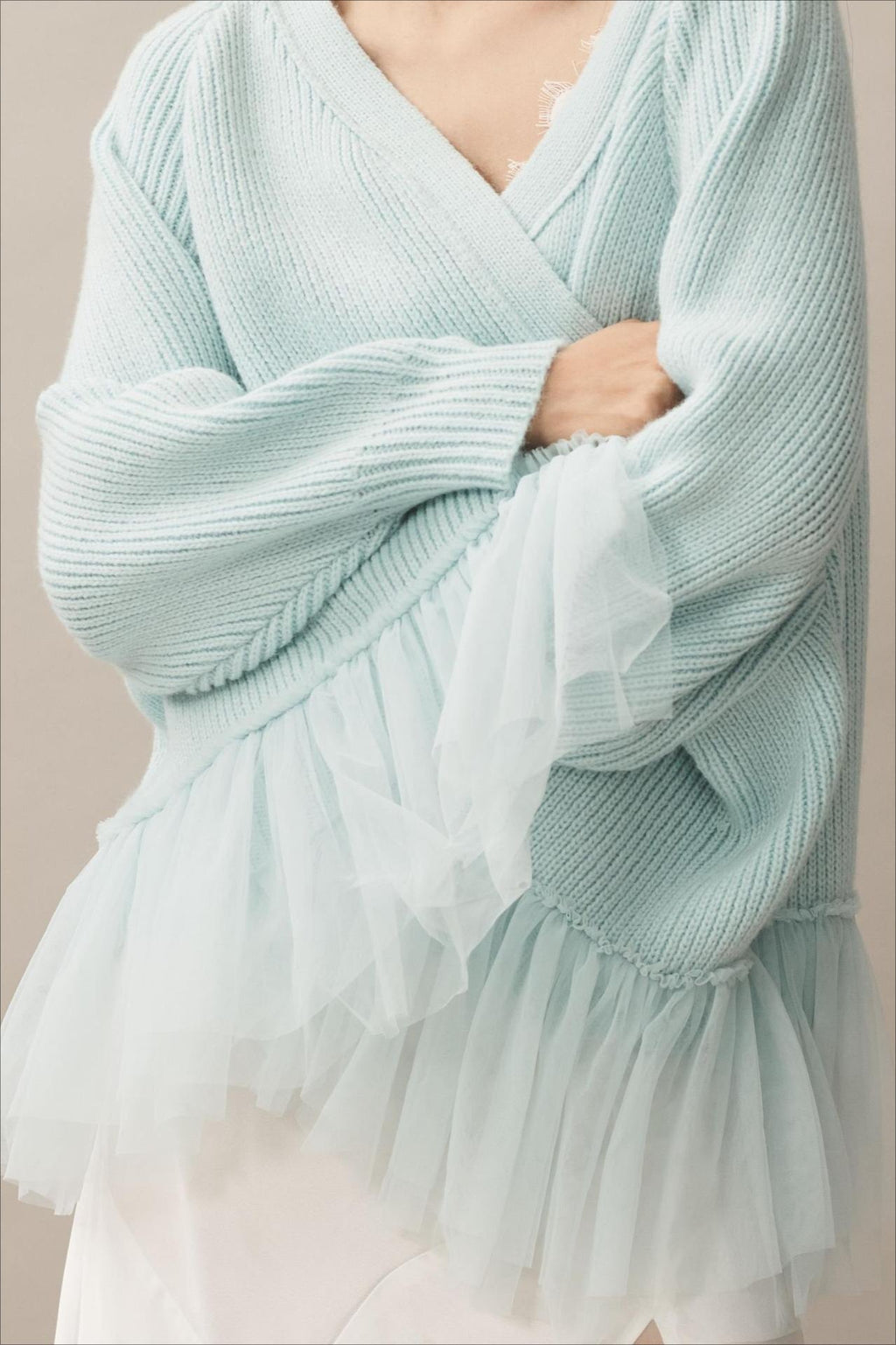 Sheer Ruffle Knit Cardigan image 5