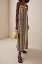 Striped Printed Strap Boho Dress image 3