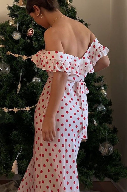 Polka Dot Cami A-Line Ruffled Maxi Dress image 4