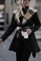 Plaid Patchwork Belted Wool Coat image 2