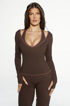 Color Block Casual Slim Three Piece Set image 8