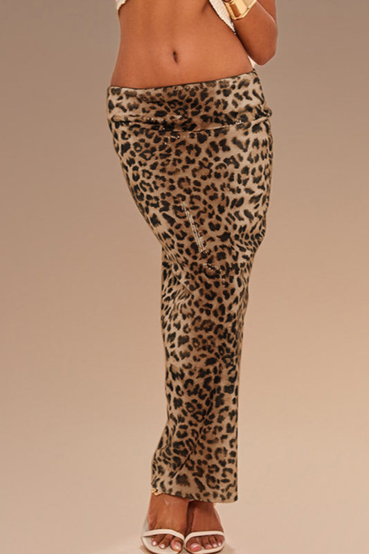 Leopard Sequin High-Slit Bodycon Skirt image 4