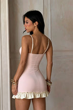 Sexy Halter Neck Color Block Slim Fit Bodycon Mini Dress image 5