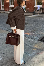 Classic Brown PU Crop Coat image 5