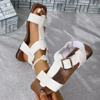 Leona Flat Sandals detail view styled for Avrienne